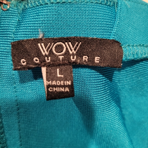 WOW COUTURE WOMEN'S BLUE BANDAGE DRESS SIZE LARGE - Picture 5 of 6